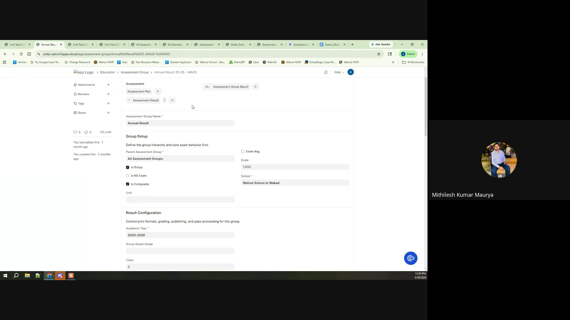 Unity product screenshot showing assessment plan options for online exam handling